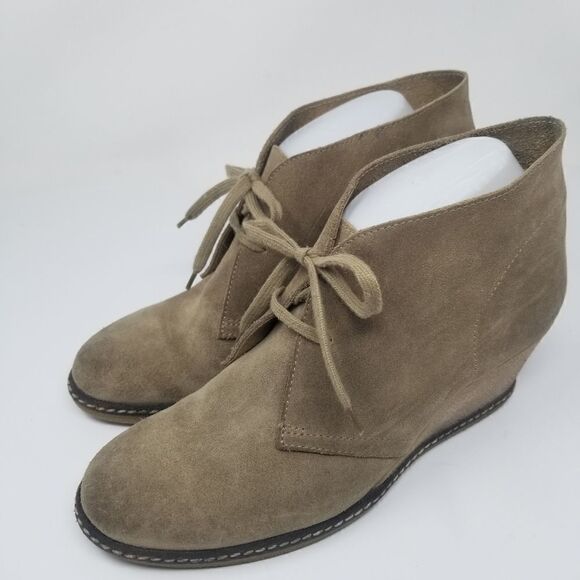 J CREW DARK TAN SUEDE with WEDGE HEEL. SIZE 10 - Picture 3 of 12